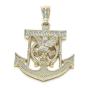 Men 9ct Gold GF Chunky Anchor Eagle    Pendant 24 inch Necklace  JS173
