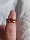 Red and Green Zircon Zig Zag Ring in Size 8