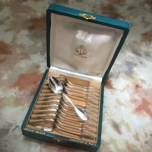 12 CHRISTOFLE VENDOME SHELL Flatware Sterling Silver Spoons Excellent - Picture 1 of 10