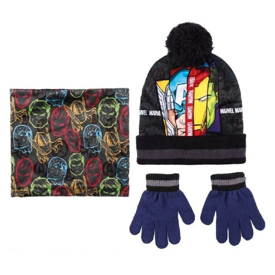 Avengers Superhéroes De 3-7anni Sombrero Pompón Con Cuello Guantes de Invierno - Imagen 1 de 4