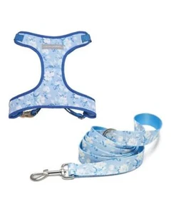 Laura Ashley 2PC Dog Harness and Leash Set Carlisle Blue Floral Medium Collar - Picture 1 of 6