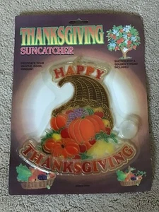 Neu in Verpackung Thanksgiving Kunststoff Sonnenfänger "HAPPY THANKSGIVING" Füllhorn - Bild 1 von 6