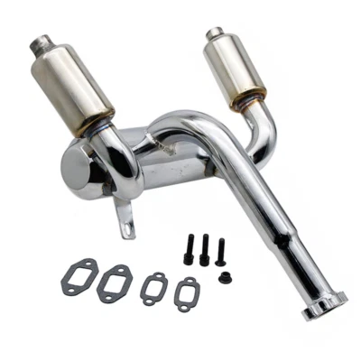 Zwillingsmäßig Aluminium-Abgasrohr für 23-45cc 1/5 HPI Rovan Baja 5B SS Buggy - Bild 1 von 4