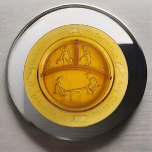 Vintage Amber Divided Glass Plate Margery Daw See-Saw My Pretty Maid EUC Gift - Picture 1 of 7