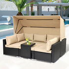 7 Pieces Patio Furniture Sets Daybed With Retractable Canopy Sectional Sofa Set