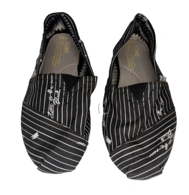 Zapato sin cordones TOMS para mujer negro "Love Is The New Black" a rayas talla 6,5 Foto 1 de 4
