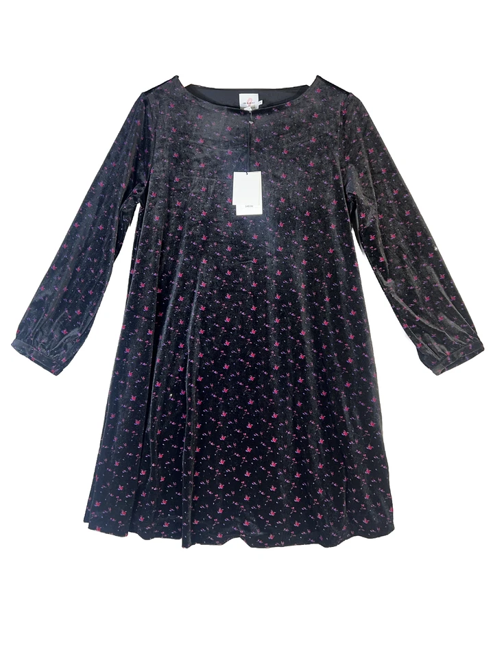 The Nines by HATCH Long Sleeve Velvet Swing Maternity Dress w Pockets Size Large