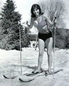Jo Collins On Skis Barefoot Portrait Vintage 8x10 Reprint Of Old Photo - Picture 1 of 1