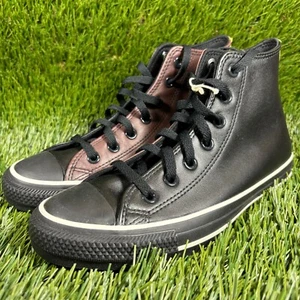 Converse Leather Chuck Taylor All Star High Top women’s size 8 Black brown gold - Picture 1 of 12