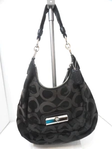 Coach Signature C Purse Brown Jacquard Hobo Bag Blue Lining 14.5 x 10.5 x 1.5 - Picture 1 of 11