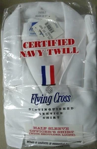 7600L US NAVY FLYING CROSS MEN'S WHITE DRESS SHIRT OFFICER POLYESTER LOOP - Picture 1 of 10