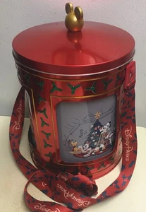 Disney Parks 2022 Christmas Mickey & Friends Popcorn Bucket Musical Tin Box - Picture 1 of 13