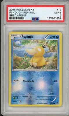 2016 Pokemon XY Breakpoint Psyduck Reverse Holo Foil #16 PSA 9 - Image 1 of 2
