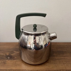 MEPRA Bollitore Tè 3 Qt Teiera Inox Manico Verde Inox Made in Italy Vintage - Foto 1 di 7