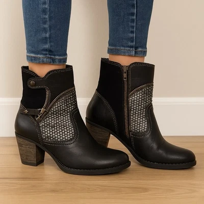 Dromedaris Fabiana Leather Western Boots Y2K Vintage Black Silver Size 37 6.5-7 - Image 1 of 4