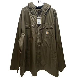 Giacca antipioggia Carhartt Storm Defender uomo 4XL verde muschio con cappuccio impermeabile nuova con etichetta - Foto 1 di 19