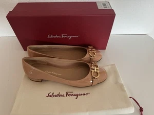 Original Salvatore Ferragamo Damen Ballerina 36,5C Leader Beige NEU! - Bild 1 von 7