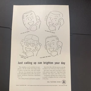 Vintage 1956 Bell Telephone Just Calling Ad Advertisement - Picture 1 of 2