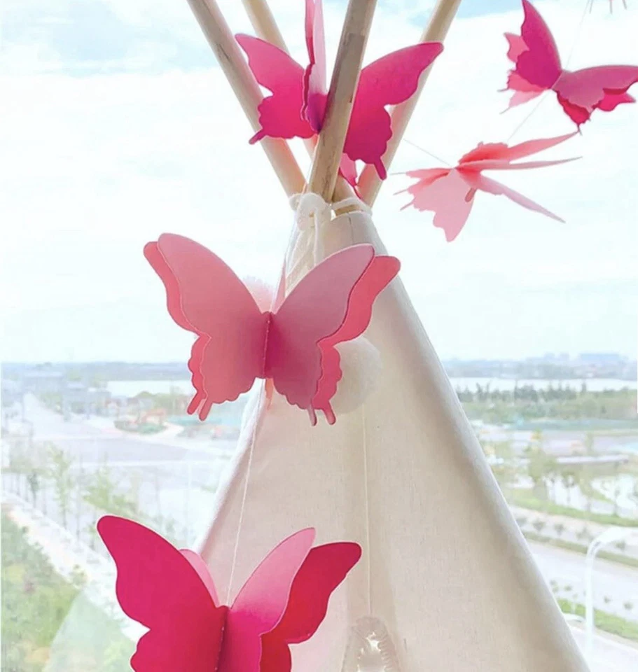 Pack de 4 Guirnalda Colgante Mariposa Decoración Fiesta, Papel 3D Rosa A0171 Foto 1 de 4