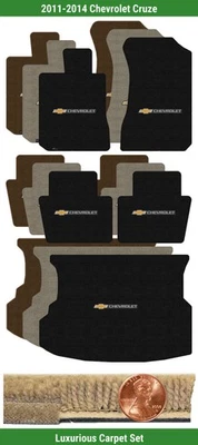 Juego de alfombrillas de lujo personalizadas para Chevrolet Cruze 2011-2014 con logotipo (5 piezas) #CKK Foto 1 de 4