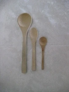 Pampered Chef Bamboo Spoon Set Of 3 Wooden Vintage Non Stick Cookware Utensils - Picture 1 of 3