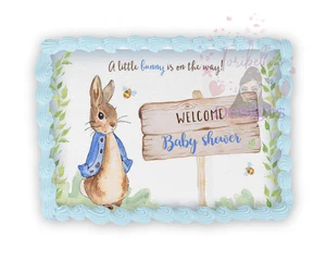 Baby Rabbit  Edible Image Baby Shower Birthday  Cup Cake Topper Frosting Sheet - Picture 1 of 2