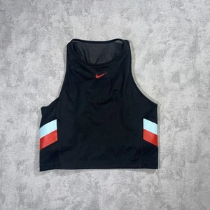 Nike Dri-Fit Cropped Tank Top Women's M Black Sleeveless Training Sports Bra Fit - Picture 1 of 11