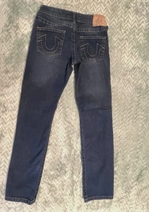 TRUE RELIGION Geno Boys Straight Leg Jeans 12 Adjustable Waist Bands Blue Soft - Picture 1 of 3