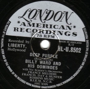 BILLY WARD & HIS DOMINOES 78 " DEEP PURPLE / DO IT AGAIN" UK LONDON HLU 8502 EX - Picture 1 of 1