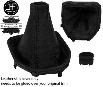 BOTA DE ENGRANAJE MANUAL DE CUERO PUNTADA NEGRA + MARCO DE PLÁSTICO PARA ALFA ROMEO GIULIA 15-20 Foto 1 de 3