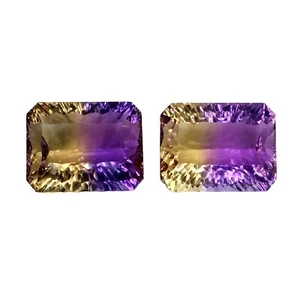 19.12 ct purple yellow natural  ametrine octagon cut pair loose gemstones - Picture 1 of 2