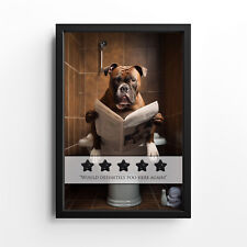 Funny Bathroom Print Staffy Dog On Toilet Unframed Wall Art "ANY OR NO QUOTE"