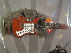 HOUSE OF BLUES Enamel Lapel Pin. Halloween Guitar RARE - Picture 1 of 2