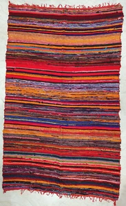 Indian Multi Color Chindi 4x6 FT Vintage Woven Mat Indian Floor Decor Rag Rug - Picture 1 of 9