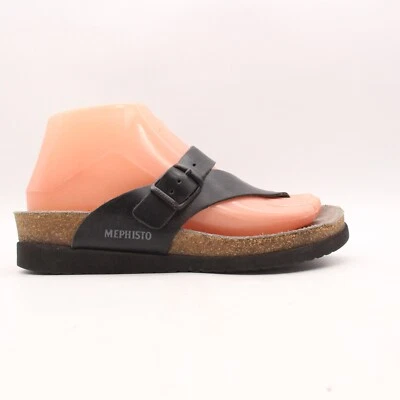 Mephisto Helen Women's Size EU 36 Slide Black Leather Thong Sandals Slides - Image 1 of 4
