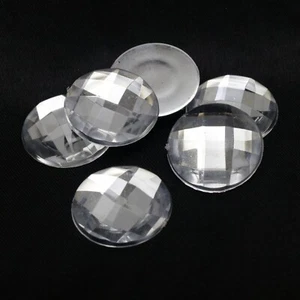 50 Clear Flatback Acrylic Rhinestone Round Gem Beads 18mm No Hole - Picture 1 of 9