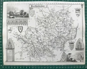 Mapa antiguo de 1841; Hertfordshire de Thomas Moule - Imagen 1 de 4