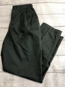 VTG Lee Pants Womens 6 Petite Green Pleated Trousers Elastic Waist Cotton - Picture 1 of 12