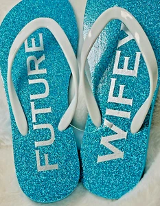 Blue by Betsey Johnson Future Wifey Flip Flop Sandal 6 Blue New w/Bag - Picture 1 of 14