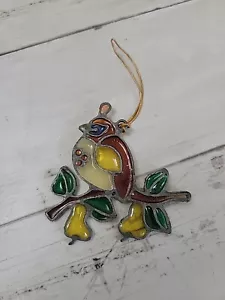 Vintage Stained Glass Suncatcher Bird Ornament 2 3/4"x 2 1/2" - Picture 1 of 2