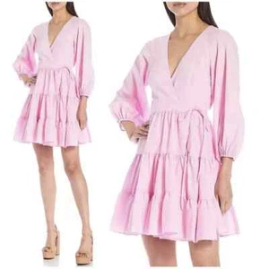 Gianni Bini Shelley V-Neck Long Sleeve Wrap Dress Azalea Pink Size Large NWT - Picture 1 of 9