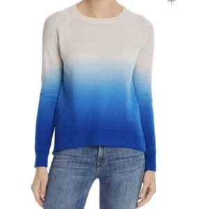 AQUA CASHMERE Ombre 100% Cashmere Dip Dye Blue Pullover Sweater Women’s Size S - Picture 1 of 9