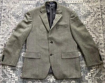 American Living Jacket Blazer Mens 40 Short Gray Herringbone All Wool Sport Coat - Изображение 1 из 4