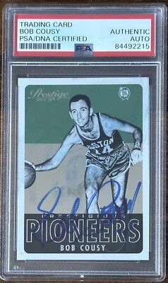 2014 Panini Prestige Bob Cousy Signed PSA DNA Autograph HOF Boston Celtics - Image 1 of 3