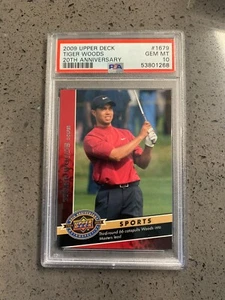 Tiger Woods 2009 Upper Deck 20th Anniversary #1679 PSA Graded Gem Mint 10  POP 1 - Picture 1 of 2
