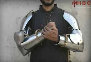 Medieval Arm Armor Buhurt Steel protection with straight bracers LARP SCA - Picture 1 of 6