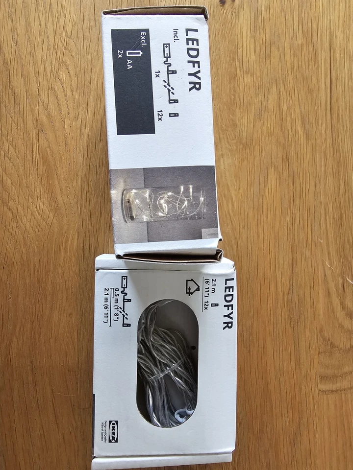 Ikea LEDFYR LED Cadena de Luces con 12 Luces, Interior Color Plata TOTALMENTE NUEVO Foto 1 de 1