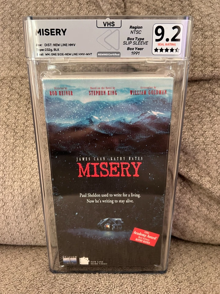 MISERY VHS REWIND Graded BOX 9.2 MINT/SEAL 4.5/5 w/Watermarks Factory Sealed Foto 1 de 4