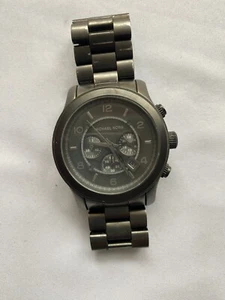 RELOJ UNISEX MICHAEL KORS Cronógrafo "MK-8226" Gunn Metal Negro 7.25" Pulsera 149 l@@k - Imagen 1 de 12
