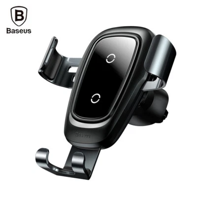 10w Fast Qi Wireless Charging Car Phone Holder Mount for Apple iPhone X XS BLACK - Image 1 of 4